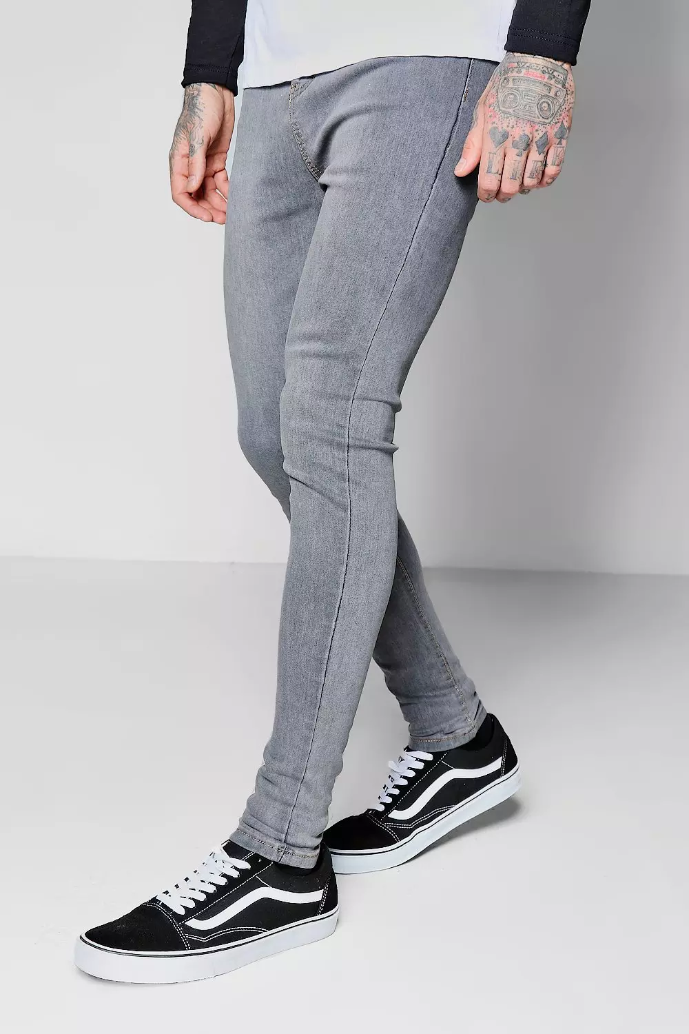 Mens grey spray on hot sale jeans